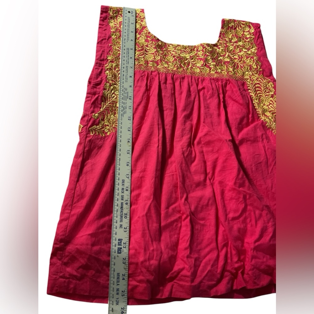 J.Marie Elegant Red and Gold Mexican Style Embroidered Top - Picture 7 of 8